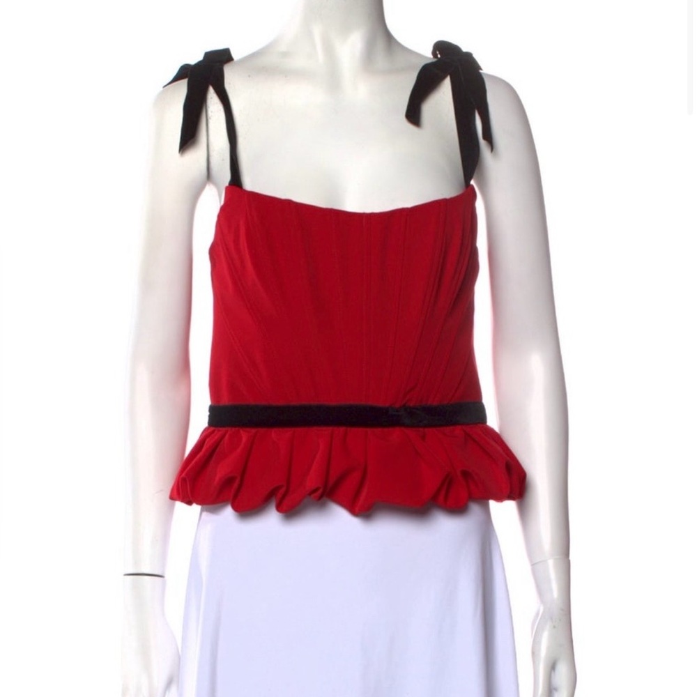 New with tags ! Prabal Gurung Elegant Red Women's Top with Black Accents